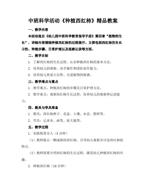 中班科学活动《种植西红柿》精品教案