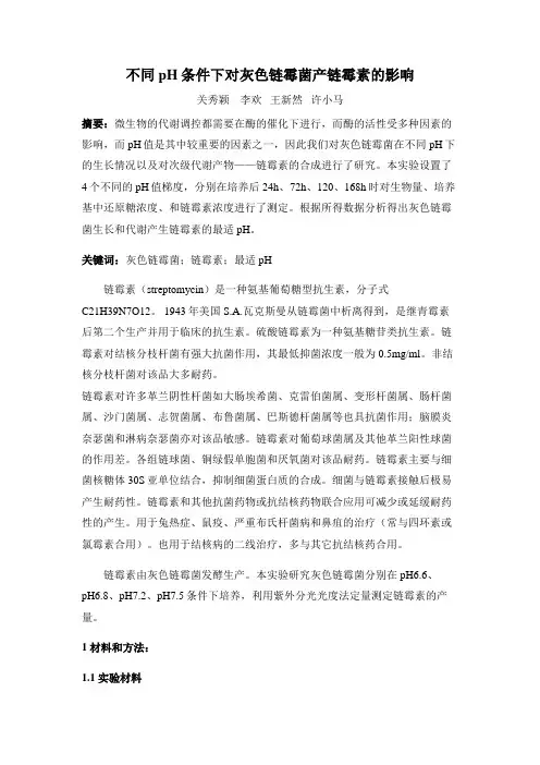不同PH条件的发酵