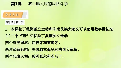 九年级历史下册第一单元殖民地人民的反抗与资本主义制度的扩展第1课殖民地人民的反抗斗争课件新人教版