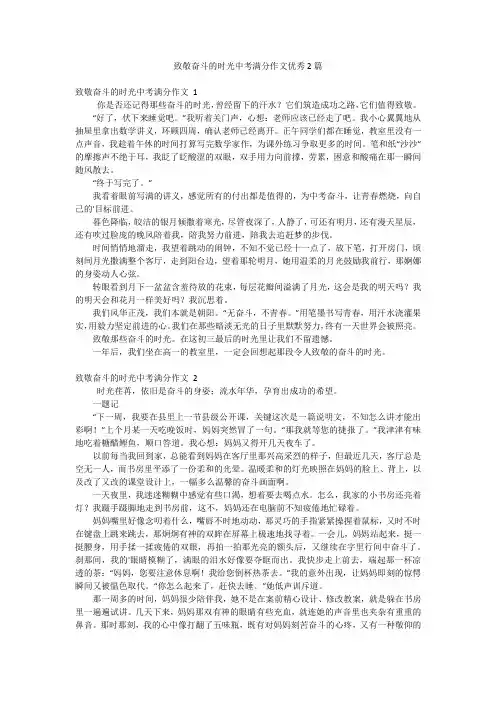 致敬奋斗的时光中考满分作文优秀2篇
