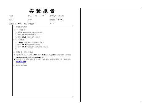 MATLAB第五次实验报告模板 (2)