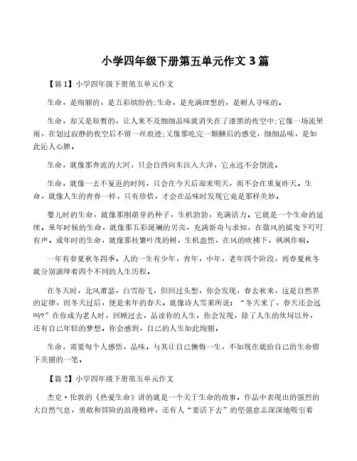 小学四年级下册第五单元作文3篇