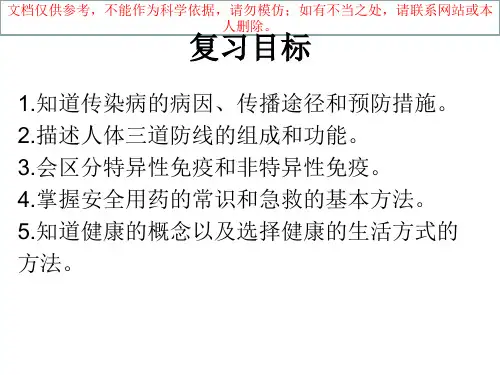 人教版八年级生物下册第8单元健康地生活复习课件.ppt
