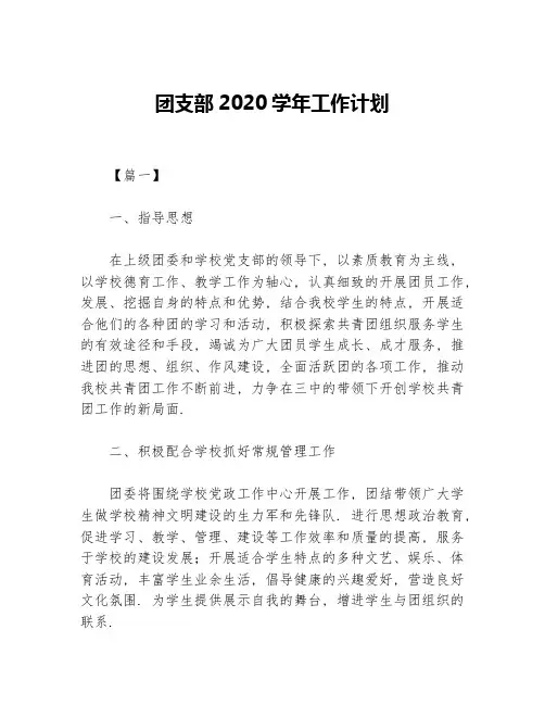 团支部2020学年工作计划