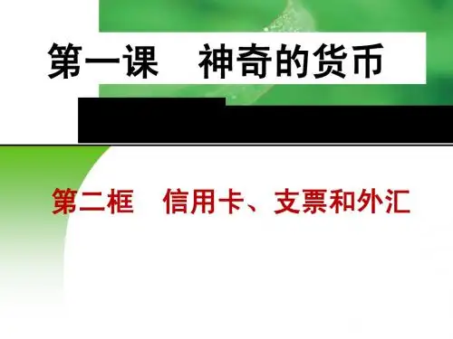 第一课  第二框   信用卡、支票和外汇
