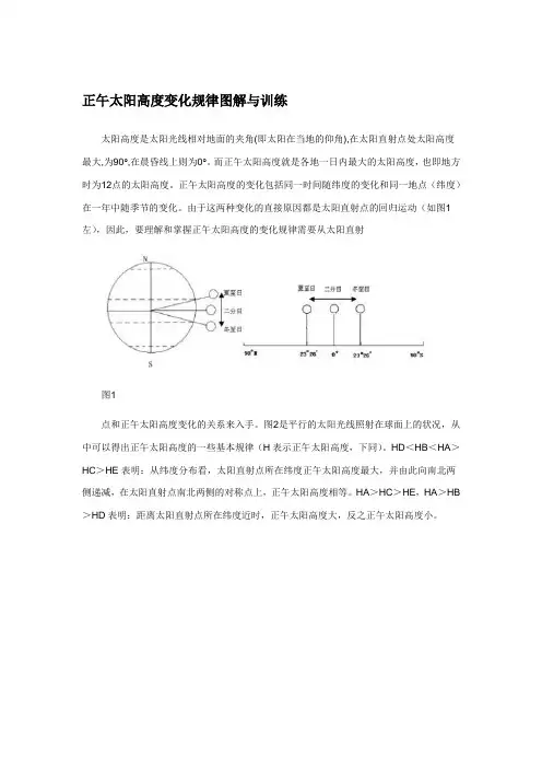 正午太阳高度变化规律图解与训练