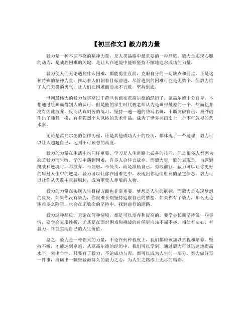 【初三作文】毅力的力量