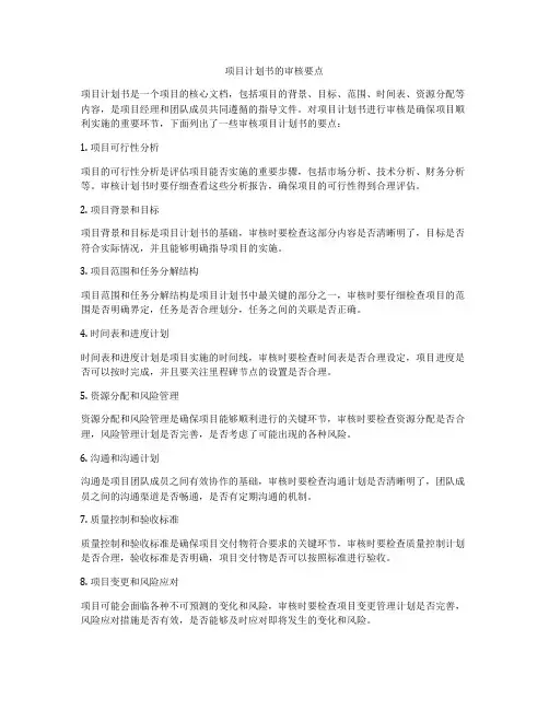 项目计划书的审核要点