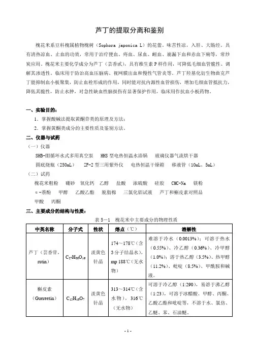 芦丁的提取分离和鉴别