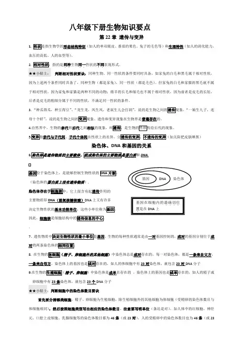 苏科版八年级下册生物知识点汇总
