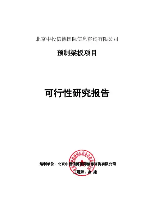 预制梁板项目可行性研究报告编写格式说明(模板套用型word)