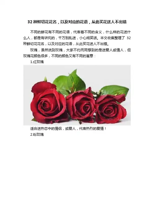 32种鲜切花花名，以及对应的花语，从此买花送人不出错