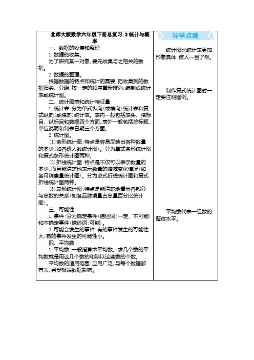 北师大版数学六年级下册总复习.3统计与概