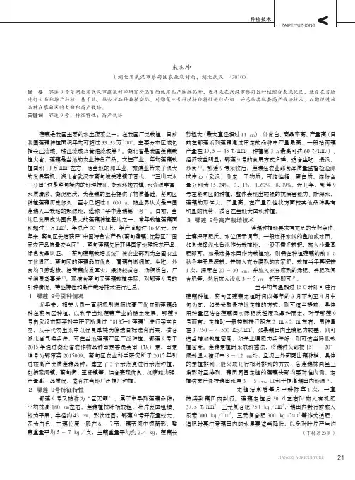 鄂莲9号特征特性及高产栽培技术