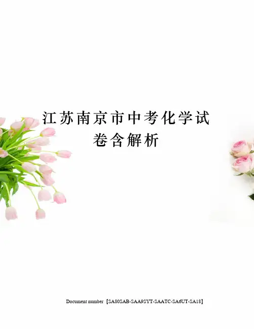江苏南京市中考化学试卷含解析