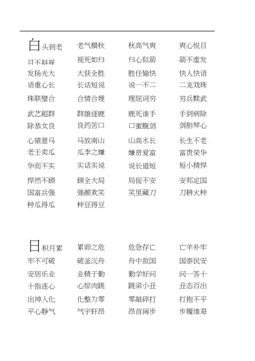 小学生最适合的成语接龙：1000条白日依山尽