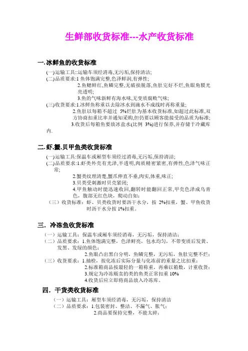 生鲜部收货标准---水产收货标准
