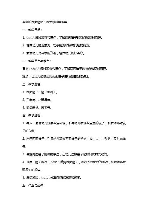 有趣的两面镜幼儿园大班科学教案