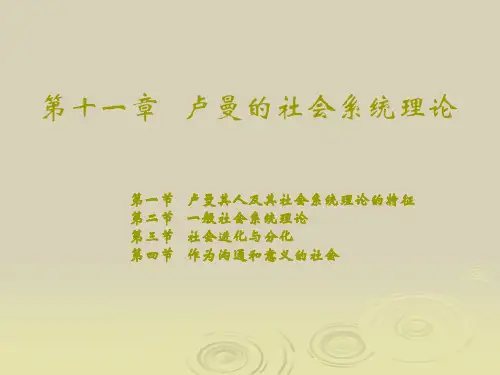 第十一章   卢曼的社会系统理论