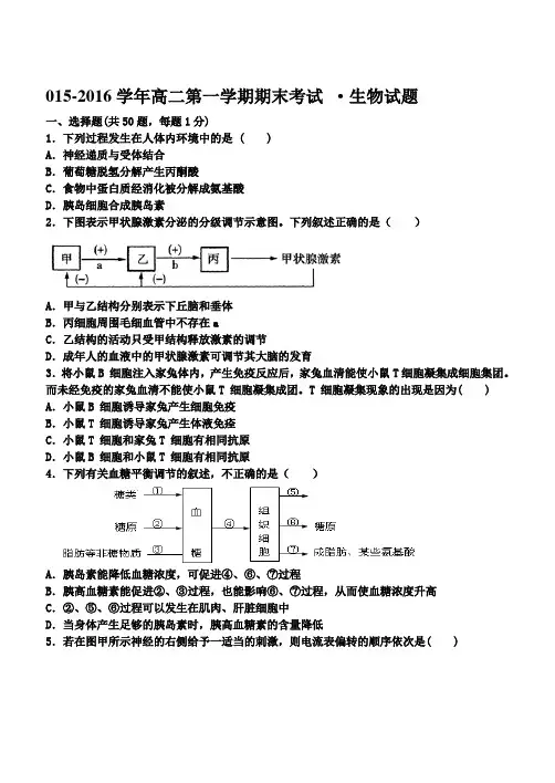 2019-2020年高二上学期期末考试生物试题 含答案