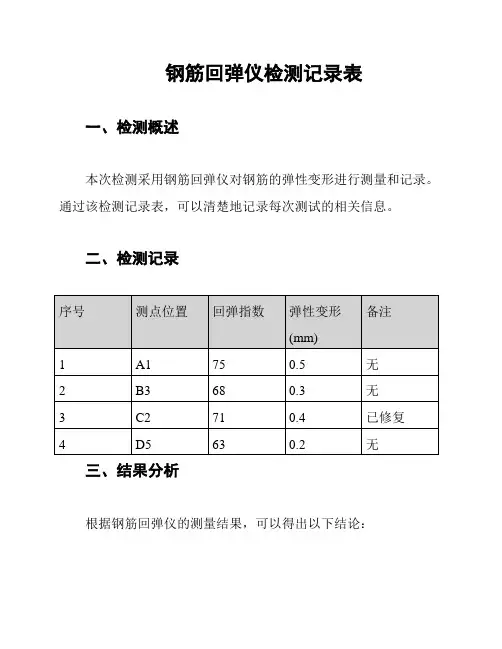 钢筋回弹仪检测记录表