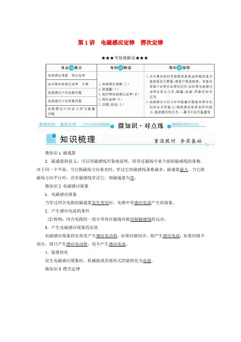 2019版高考物理一轮复习第十章电磁感应第1讲电磁感应定律楞次定律学案