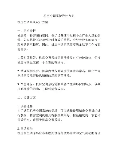 机房空调系统设计方案