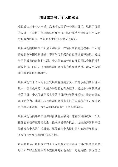 项目成功对于个人的意义