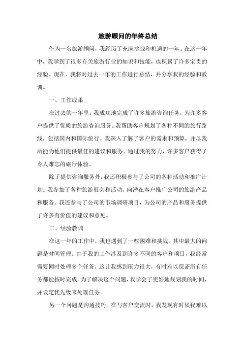 旅游顾问的年终总结