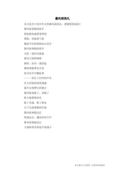 暴风雨洗礼_高中作文
