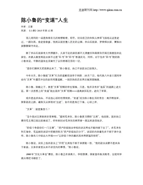 陈小鲁的“变道”人生