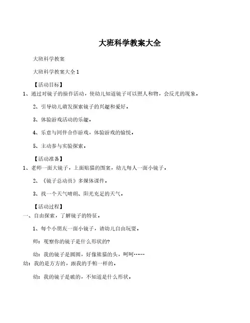 大班科学教案大全