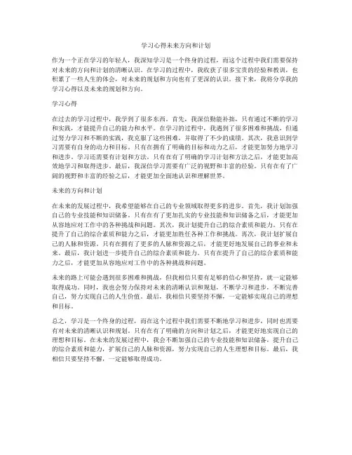 学习心得未来方向和计划