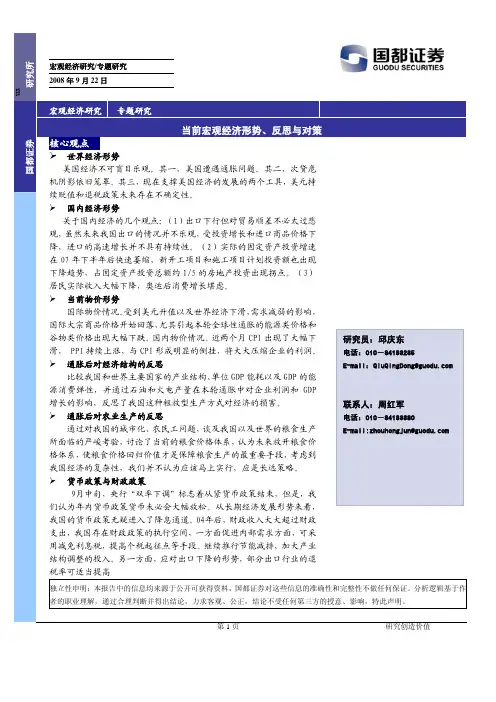 当前宏观经济形势、反思与对策