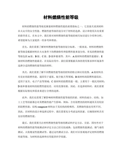材料燃烧性能等级