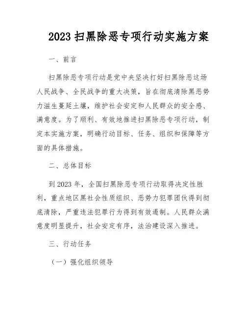 2023扫黑除恶专项行动实施方案