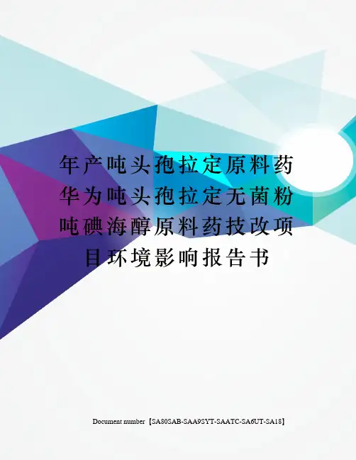 年产吨头孢拉定原料药华为吨头孢拉定无菌粉吨碘海醇原料药技改项目环境影响报告书