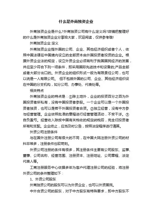 什么是外商独资企业