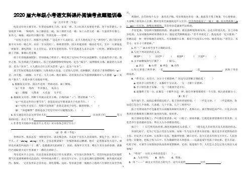 2020届六年级小考语文科课外阅读考点题强训卷(含答案)