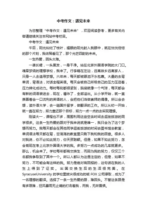 中考作文：遇见未来