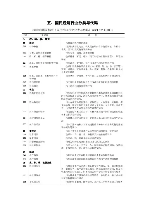 国民经济行业分类与代码(GBT 4754-2011)