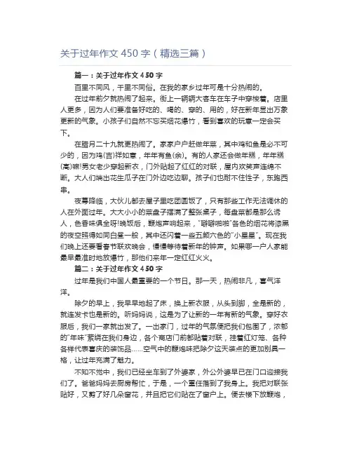 关于过年作文450字(精选三篇)