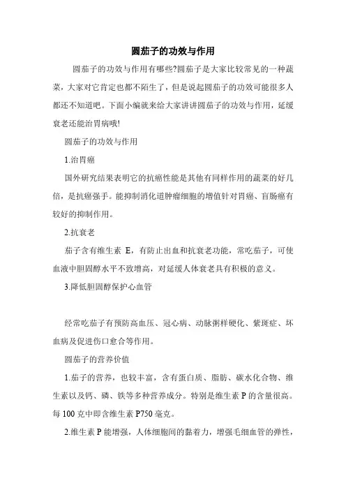圆茄子的功效与作用