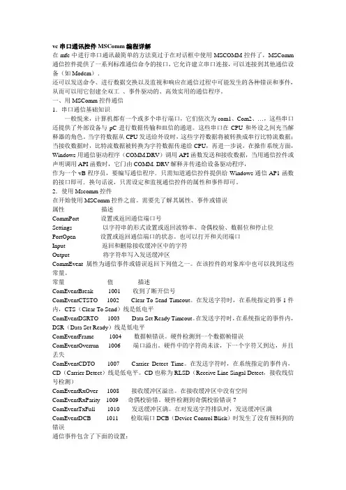 vc串口通讯控件MSComm编程详解