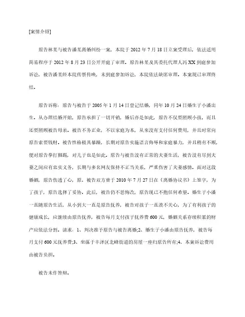 民事案例分析：离婚诉讼案