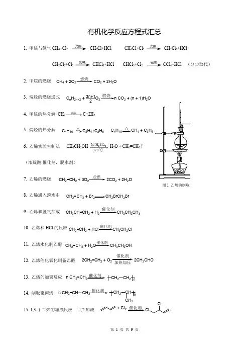 有机化学方程式汇总(详)