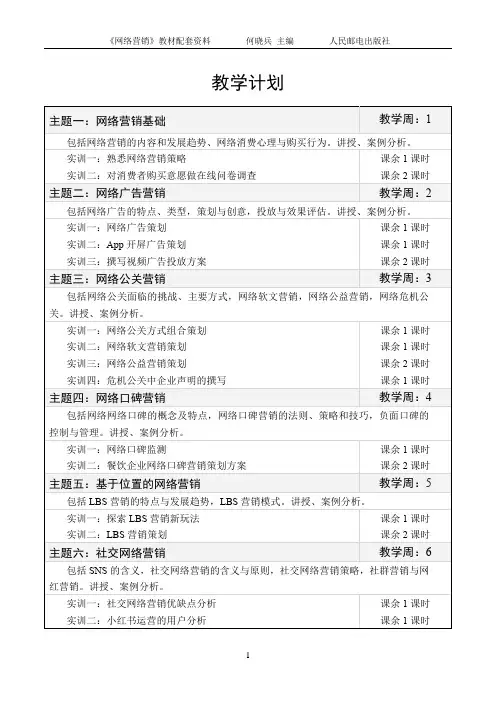 《网络营销》-教学计划