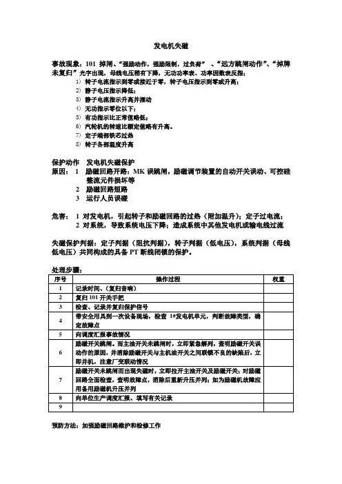 发电机失磁