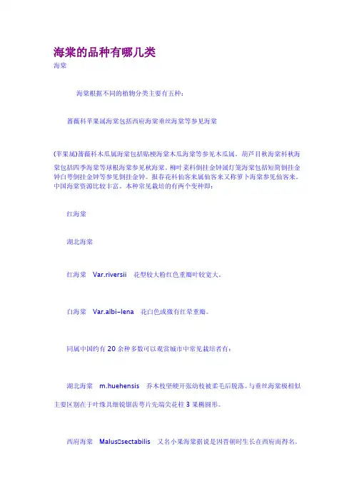 海棠的品种有哪几类