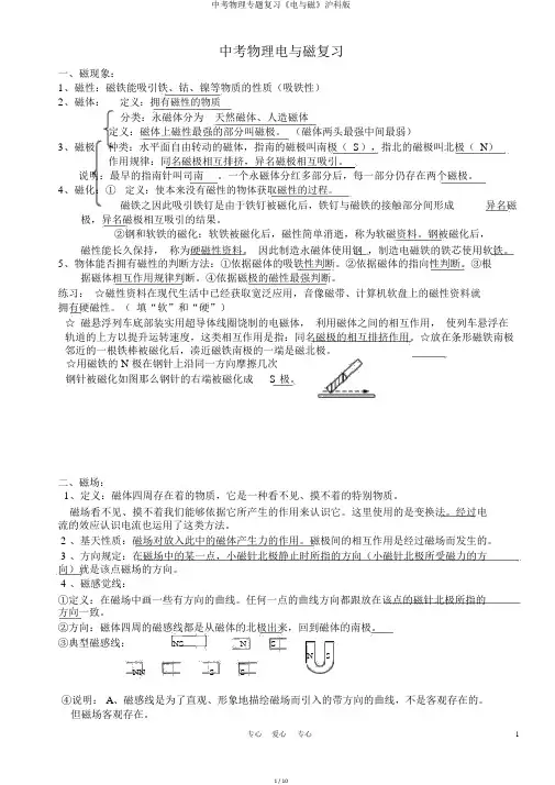 中考物理专题复习《电与磁》沪科版